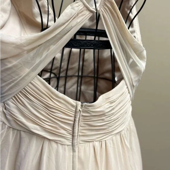 Kennedy Blue , Elegant Cream Maxi Dress with Ruched Detail - Picture 6 of 11